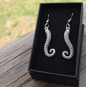 Whimsical Silver Nautical Tentacle Octopus Earrings